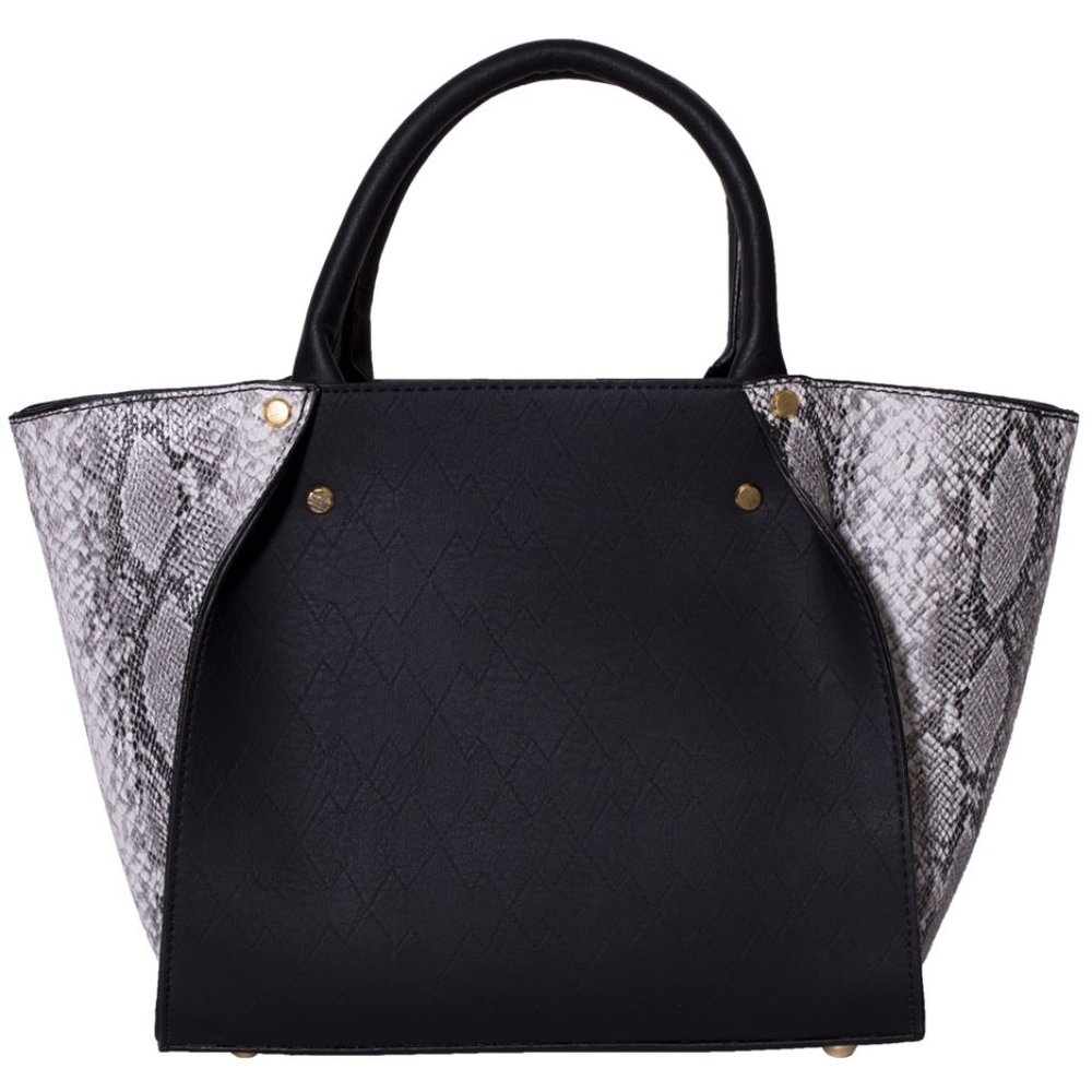 Tote with faux snake accent